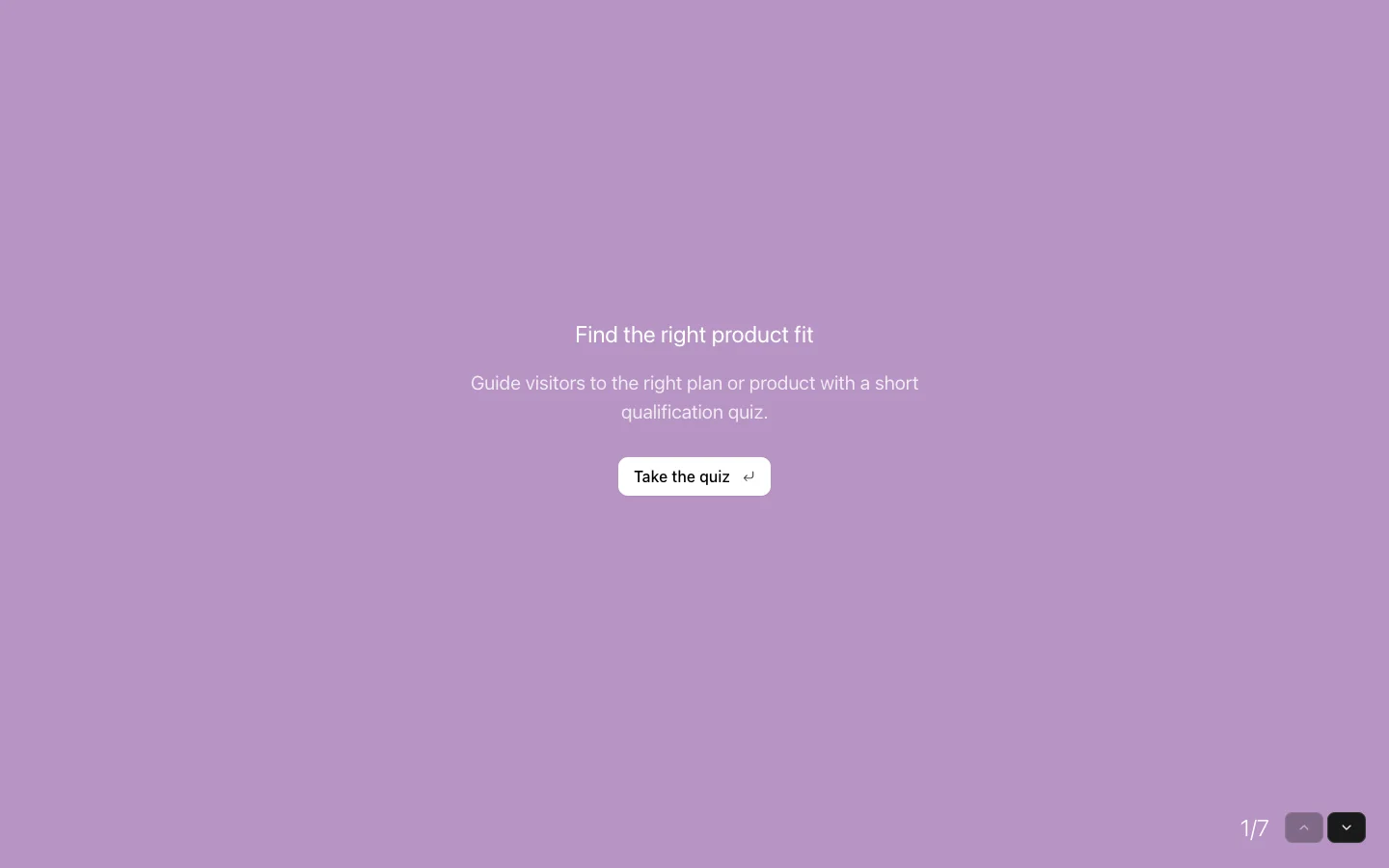 Product Recommendation Quiz preview